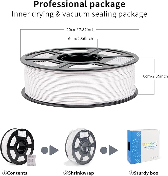 iSANMATE ASA-GF 3D Printer Filament, 15% Glass Fiber Reinforced, Superior Weather & UV Resistance, High Strength & Thermal Stability for Outdoor & High-Impact Applications (1kg, White)