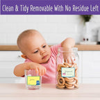 500 PCS Baby Food Labels, 25 Adorable Designs Removable Food Name Stickers Self-Adhesive Water/Oil/Tear Resistant Tags for Baby & Toddlers Food Containers, Water Bottles, School Supplies, Mason Jars