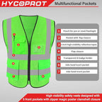 HYCOPROT High Visibility Mesh Safety Reflective Vest with Pockets and Zipper, Meets ANSI/ISEA Standards