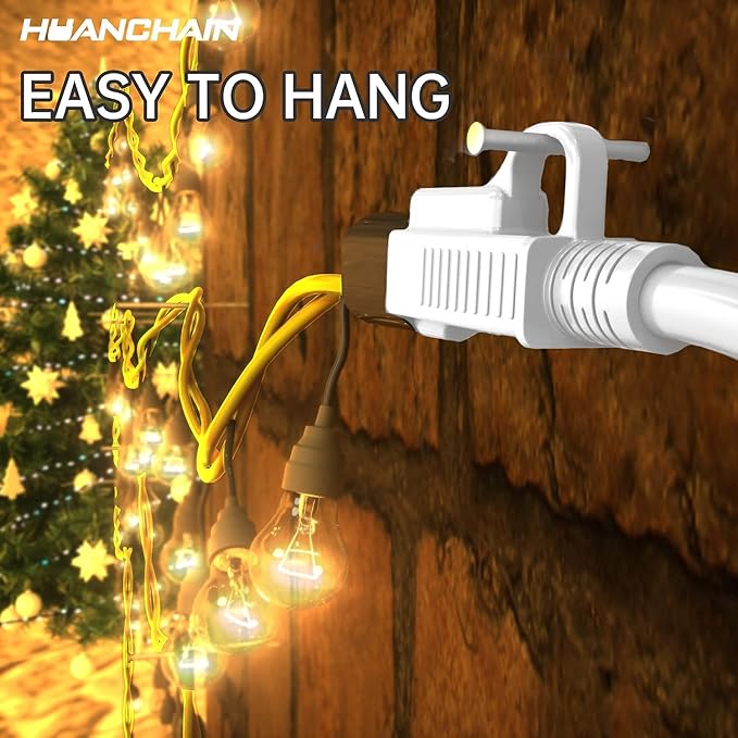 HUANCHAIN Indoor Outdoor White Extension Cord 15 ft Waterproof, 16/3 Gauge Flexible Cold-Resistant Appliance Extension Cord Outside, 13A 1625W 16AWG SJTW, 3 Prong Electric Cable, ETL