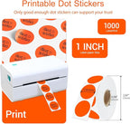 1 Inch Circle Dot Stickers 1000 PCS Color Coding Thermal Labels Dots Writable Printable Small Round Stickers for Office, Classroom, Inventory, Garage, Organizing Storage, Fluorescent Orange