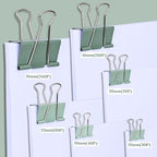 Temiary Aesthetic Binder Clips, 24 Pcs 1.6 Inches Small Metal Binder Clip with Clear Storage Container, Binding Paperwork Clamps for School Teachers Office Supplies (Green)