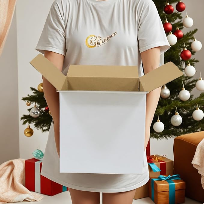 CRUGLA 10x10x10 White Shipping Boxes Set of 15, White Corrugated Cardboard Boxes for Small Business Shipping Mailing Packing