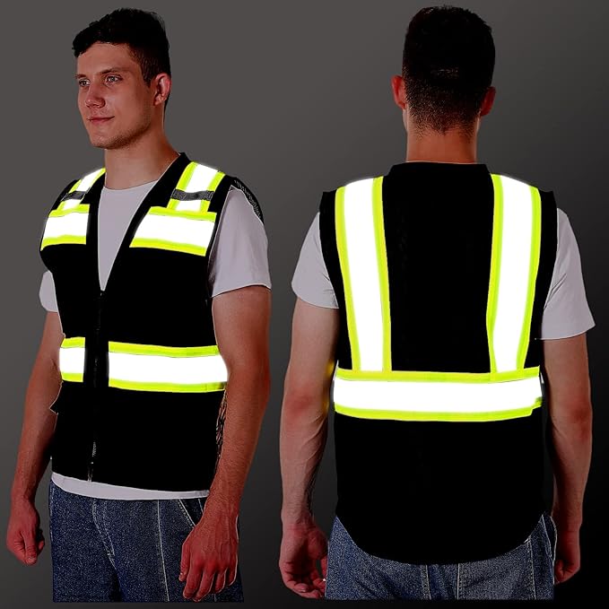 ProtectX 6 Pockets High Visibility Safety Vest for Men Women Class 2 Reflective Hi Vis Work Construction Vest