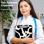 Clipboard with Storage,Storage Clipboard with Pen Holder,Heavy Duty Plastic Storage Clipboard with Low Profile Clip, Clipboard Folder, Teacher Must Haves, Office Supplies,Cute Cow