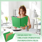 Skyygemm 12 Pack Classification Folders Letter Size Bulk with Divider and 2" Expansion, Pressboard Folder with 2 Prong Fasteners for Teachers, Clergy, Office, Church, Christmas Donations(Green)