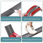 Floor Cord Cover Self Adhesive Cord Hider Floor Extension Cord Covers for Floor Power Cord Protector Cable Management Prevent Cable Trips Cable Cavity 0.32" W x 0.32" H (Deep Grey Wood, 20Ft)