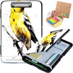 Heavy Duty Plastic Storage Clipboard with Low Profile Clip, Pen Holder, Teacher Must Haves, Office Supplies, Yellow Bird on Branch