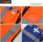 zojo High Visibility Safety Vests With Pockets, Pack of 10,Wholesale Reflective Vest for Outdoor Works, Cycling, Jogging, Walking,Sports - Fits for Men and Women(2XL-Mix Orange & Blue)