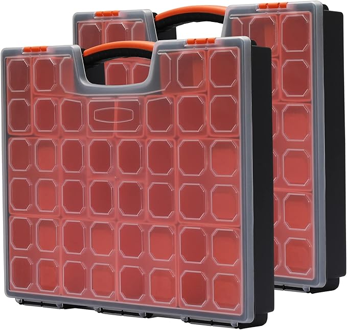 AIRTOON 2PCS Multi-Purpose Toolbox, Professional Organizer with 22 Bin Compartments, Box Organizer for Hardware, Screws, Bolts, Nuts, Nails, Tools, Arts