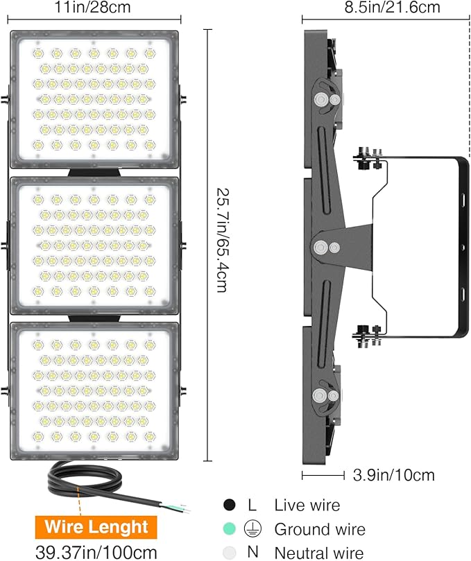2025 Elite New Upgraded LED Flood Light Outdoor 450W 2 Pack 67500lm Stadium Flood Lights, 5000K D IP66 Waterproof Adjustable Floodlight for Street, Parking Lot