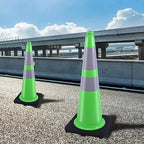 BESEA 8Pack 28" inch Traffic Cones Green Safety Cones with 6 inch Reflective Collar for Construction Driveway Road Parking Use(8 PCS)