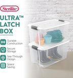 Sterilite 4 Pack Ultra Latching Box, Storage Bins with Lids, Clear Plastic, 70 Quart - Heavy-Duty Organizing Containers for Closet, Bathroom, and Office