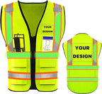 YOWESHOP High Visibility Reflective Safety Vest with Pockets Custom Your Logo Safety Workwear