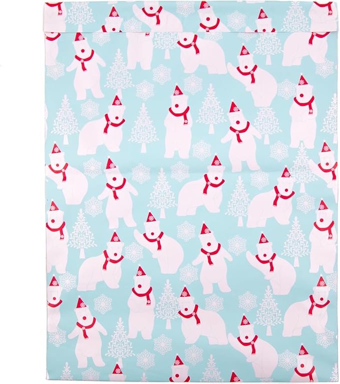 Inspired Mailers - Large Poly Mailers 14.5 x 19-50 Pack - Polar Bears (Blue) - Holiday Shipping Bags - Large Mailing Envelopes - Christmas Shipping Envelopes