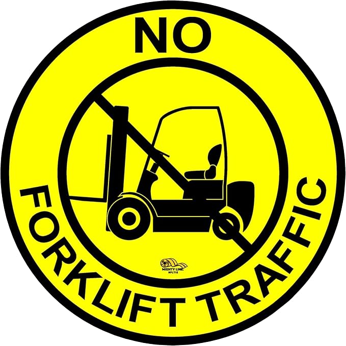 Mighty Line Forklift Floor Sign for Safety, Warning, Heavy-Duty, Peel and Stick, Adhesive, Industrial Quality, No Forklift Traffic, 12"
