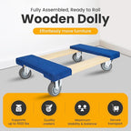 Furniture Dolly 30" x 18" I 4 Wheels Heavy Duty Moving Dollies | Fully Assembled Wooden Moving Cart with Large Wheel Casters | | Heavy Duty Dolly Cart | 1,000 lbs Capacity | Pack of 2