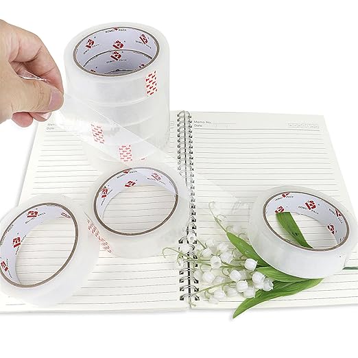 BOMEI PACK Clear Tape, 1 Inch x 164 Ft, Transparent Tape Refills, 3" Core Big Roll Stationery Tape, Strong Gift Wrap Tape for Home, Office, 12 Rolls Fit 3 Inch Desktop Dispenser
