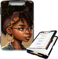 Clipboard with Storage High Capacity Plastic Nursing Clipboards with Pen Holder File Folder Storage Box Clipboard with Heavy Duty Clips for Teacher,Doctor,Offices-Black African American