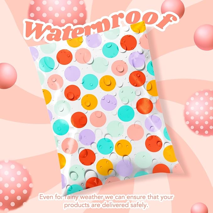 Metronic Poly Mailers 14.5x19 Inch 500pc Shipping Bags for Clothes,Self Adhesive Shipping Envelopes for Small Business,Waterproof Mailers Poly Bags for Shipping,Packaging Mailing Bags Color Polka Dots