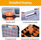Small Parts Organizer, 34-Compartments Hardware Organizer Box, Double Side Storage Case Tools Box with Removable Dividers for Screws, Bolts, Nails, Beads, Jewelry & More