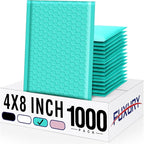 Fuxury Bubble Mailers 4x8" Teal Padded Envelopes 1000Pack Strong Adhesion Thick Padded Mailers for Small Business Mailing Small Items,Jewelry,Makeup