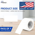 Perco White Labels 3x5 Inch 500 Stickers/Roll with Easy Peel Perforation and Strong Adhesion for Inventory Management, Color Coding, Moving Boxes, Retail, Organizing & Crafts – Made in USA