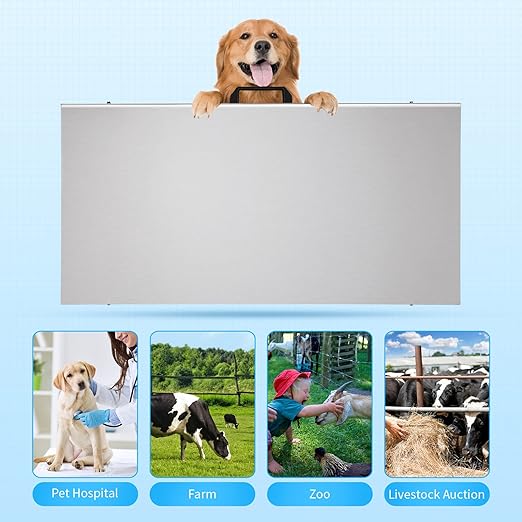 Animal Digital Scale, 200KG/440Lbs Electronic Stainless Steel Veterinary Scale Heavy Duty Digital Livestock Platform Scales with LCD Display & Power Adaptor for Animal Pet Cat Dog (440Lbs)