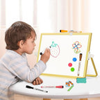 Magnetic Dry Erase White Board, 12" x 8" Double-Sided Golden Aluminum Frame Desktop Whiteboard with Stand, Portable Small Whiteboard Set for Drawing, Office, Home, School