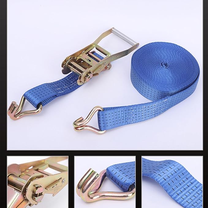 2PACK Ratchet Straps Heavy Duty, 8000 LBS Break Strength Ratchet Strap Tie Down, 2” x 27ft Blue Tie-Down Ratcheting Cargo Truck Straps with Durable Double J Hook for for Truck (Blue, 2IN X 27FT)