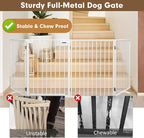 Metal Freestanding Dog Gates with Door,Extra Wide 24", 32" Height Foldable Dog Fence for Indoor & Outdoor, Heavy Duty Freestanding Pet Barrier for Stairs, Doorways, Halls, Kitchen,Yard,Christmas Tree