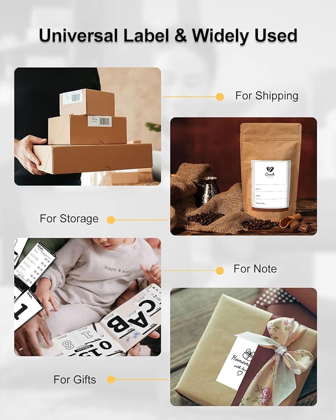 Phomemo 4x6 Shipping Labels, 1000 PCS Fan-Fold Thermal Labels, Compatible with MUNBYN,JADENS,Nelko,KNAON,Phomemo 241bt,243bt,D450BT,D520BT, Label Printer,Water/Oilproof Label Stickers for Address Mail