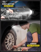 Led Work Light with 4 Modes,1200LM Portable COB Magnetic Light,3350mAh Recharge Spotlight and Floodlight,150° Rotate IP65 Waterproof for Car Repair and Camping, Black (1 Pack Without Hook)