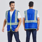 Custom Safety Vest with Logo Pockets High Visibility Reflective Vests Construction Security Workwear