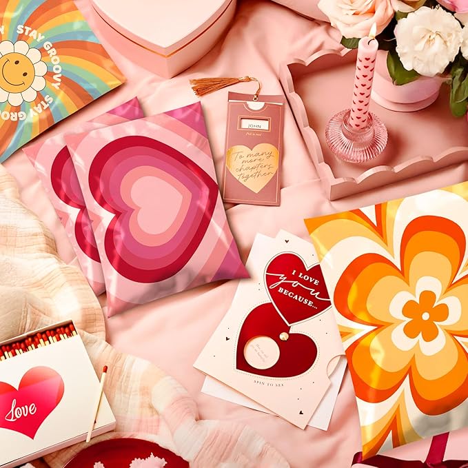 Metronic Poly Mailers 10x13 Inch 50pc Shipping Bags for Clothes,Strong Adhensive Shipping Envelopes for Small Business,Waterproof Mailers Poly Bags for Shipping,Packaging Mailing Bags Pink Heart