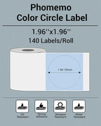 Phomemo Circle Labels for M110/M110S/M120/M200/M220 Label Maker, 1.96" x 1.96"（50x50 mm） Round Thermal Label for Barcode Labels, DIY Logo Design, Blue