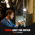 Yls 2pack LED Work Light, 2100LM Rechargeable COB Magnetic Clip on Work Light with 3 Light Modes, 270°& 180°Rotatable Portable Clamp Worklight for Car Repairs, Grilling, Camping, Emergency Use