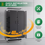 Broom Closet with Lock, Metal Storage Cabinet 36" Wide, 5-Tier Steel Utility Cabinet with Hanging Rod & Doors for Garage, Laundry Room, Warehouse Storage