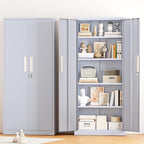 Crownland 63" Metal Storage Cabinet, Lockable Garage Storage Cabinets, High Office Cabinet with Adjustable Shelves for Garage, Home Office, Pantry, File(Cement Grey)