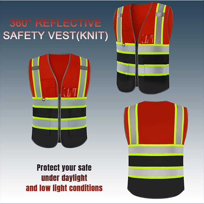 BeautyWill Custom Logo Safety Vest Class2 High Visibility Reflective Vest Breathable Construction Vest
