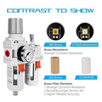 NANPU 1/2" NPT Compressed Air Filter Regulator Lubricator Combo Water/Oil Trap Separator - Gauge(0-150 psi), Poly Bowl, Semi-Auto Drain, Bracket
