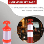 OrangeStar 3 Packs 45" Traffic Delineator Post with Base, Orange Delineator Post Cones w/Reflective Collar for Driving Practice, Construction Work, Parking Lot