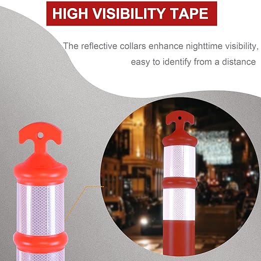 OrangeStar 3 Packs 45" Traffic Delineator Post with Base, Orange Delineator Post Cones w/Reflective Collar for Driving Practice, Construction Work, Parking Lot