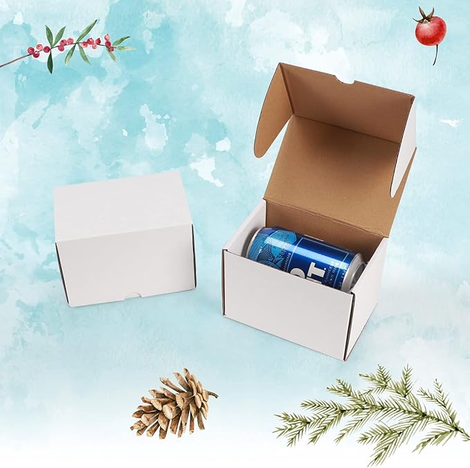 WIFTREY 6x4x4 Shipping Boxes 25 Pack for Small Business, White Small Corrugated Cardboard Boxes for Mailing, Packing, Shipping