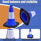 BESEA 6Pack 12 Inch Blue Traffic Cones with 4 Inch Reflective Collar, Heavy Duty PVC Safety Cones with 8.5 x 8.5 Inch Base for Parking, Driving Practice, Sports Training, and Construction