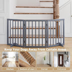 Freestanding Wooden Dog Gate - 24 Inch Tall, Support Feet, Step Over, Indoor