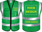 BeautyWill Mesh Safety Vest 1 pcs Customize Logo Class 2 High Visibility Reflective Vest with Pockets Construction Security Work Vest