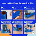 Floor Protection Film, 24 inch x 200' roll, Made in USA, Blue Self Adhesive Floor Protector for Moving and Construction, Temporary Covering for Protection of Hardwood, Tile, Other Hard Surfaces