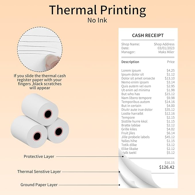 2-1/4'' X 50' Thermal Receipt Paper - Credit Card Paper Rolls - Cash Register Roll - Premium Thermal Printer Paper - 800 Rolls