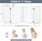 Metal Freestanding Dog Gates with Door for Outdoor Indoor,80'' Extra Wide 32'' Tall Free Standing Dog Gate for Doorways,Large Openings,Deck,Yard,Porch,Foldable Pet Fence(White,4 Panels)